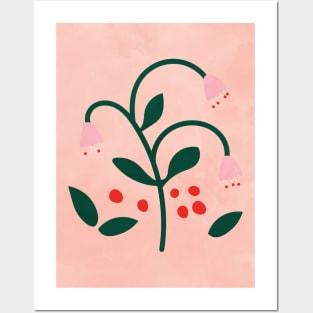 Aesthetic Pink Flower Print, Botanical Modern, Minimalist Posters and Art